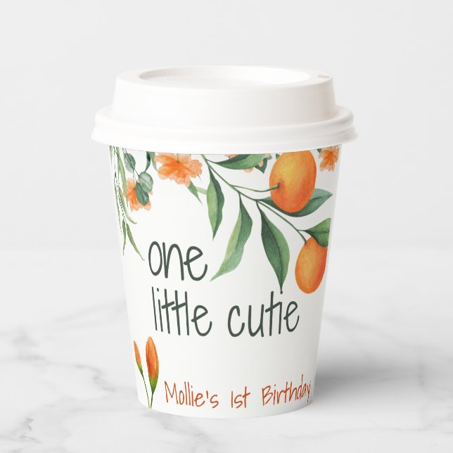One Little Cutie 1st First Birthday Paper Cups (Front)
