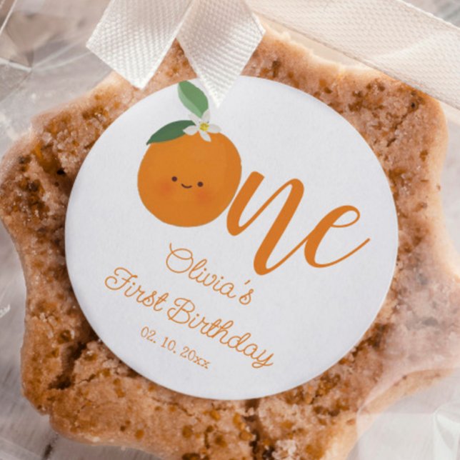 One Little Cutie Birthday Party Classic Round Sticker (Creator Uploaded)