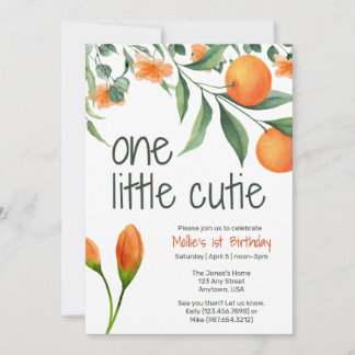 One Little Cutie First Birthday Invitation