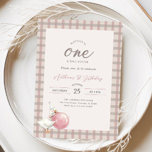 One Little Goose Pink Bow Baby 1st Birthday