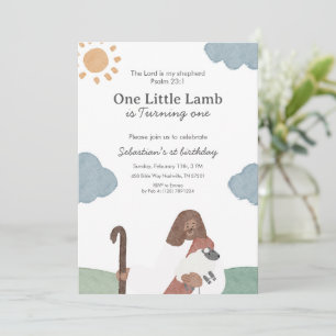 One Little Lamb Psalm 23 Birthday Invitation
