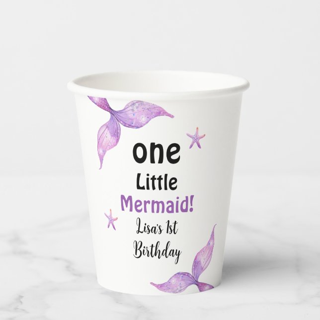 One Little Mermaid 1st Birthday Party Paper Cups (Front)