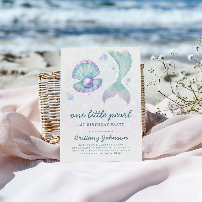 One Little Pearl 1st Birthday Invitation (Creator Uploaded)