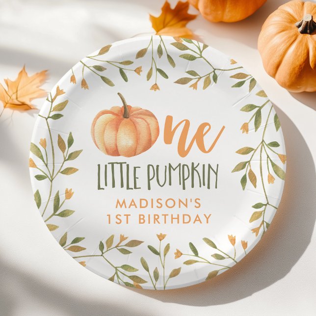 One Little Pumpkin Baby's 1st Birthday Paper Plate (Creator Uploaded)