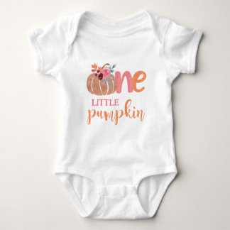 One Little Pumpkin Boho Floral 1st Bday Baby Bodysuit