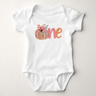 One Little Pumpkin Boho Floral 1st Birthday Baby Bodysuit