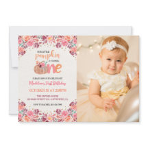 One Little Pumpkin Boho Floral 1st Birthday Photo