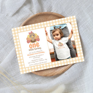 One Little Turkey First Birthday Party Invitation