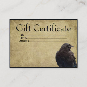 One Lone Crow- Prim Gift Certificate Cards