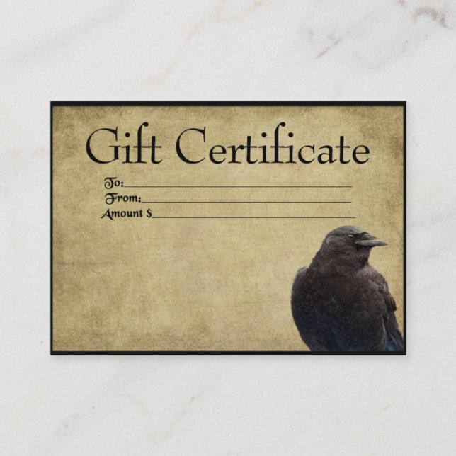One Lone Crow- Prim Gift Certificate Cards (Front)