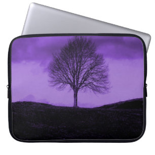 One Lone Tree Silhouette Purple Nature Landscape Laptop Sleeve