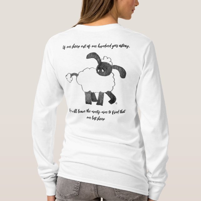 "One Lost Sheep" Hensly Long-Sleeve Tee-Shirt T-Shirt (Back)