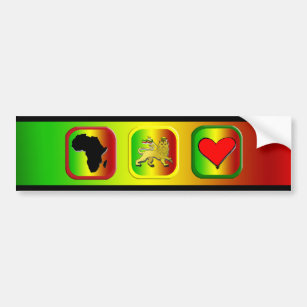 One Love African Map Lion king of Judah Bumper Sticker