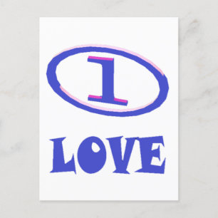One Love art pattern blue hint of purple Postcard