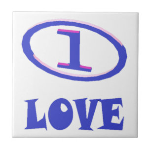 One Love art pattern blue hint of purple           Tile