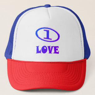 One Love art pattern blue hint of purple Trucker Hat