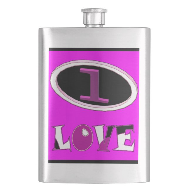 One love brite pink say it loud hip flask (Front)