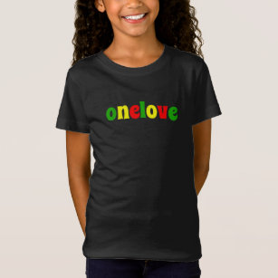 One Love Colourful Rasta Colours Typography T-Shirt