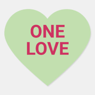 One love green cute Valentine's Day conversation Heart Sticker