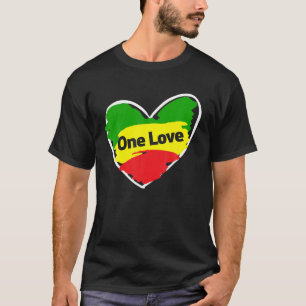 One Love Heart Jamaican Flag T Shirt