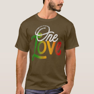 One Love Heart Rasta Reggae Roots Clothing T  Peac T-Shirt