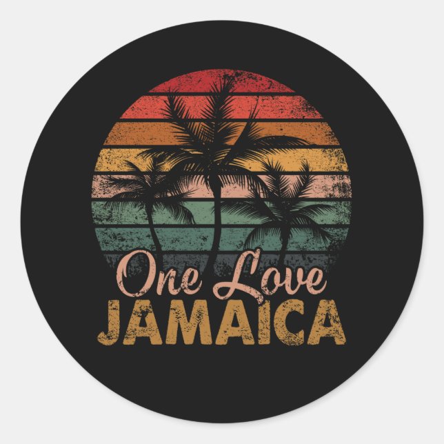 One Love Jamaica Gift Caribbean Vacation Reggae Classic Round Sticker (Front)