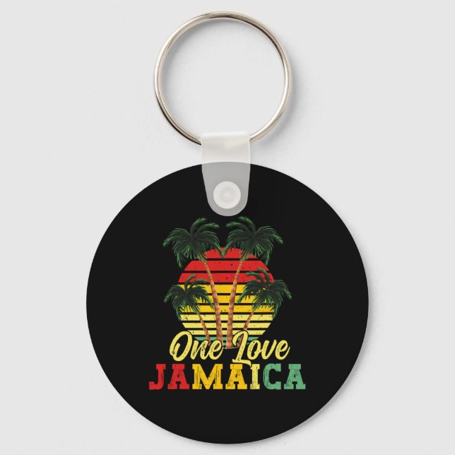 One Love Jamaica Summer Family Vacation Jamaican R Key Ring (Front)