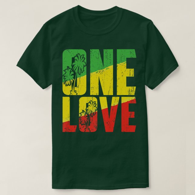One Love Jamaica T Shirt Rasta Reggae Music Caribb (Design Front)