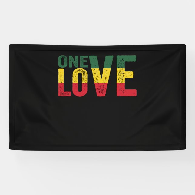 One Love Jamaican Rasta Reggae Banner (Horizontal)