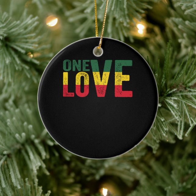 One Love Jamaican Rasta Reggae Ceramic Tree Decoration (Tree)