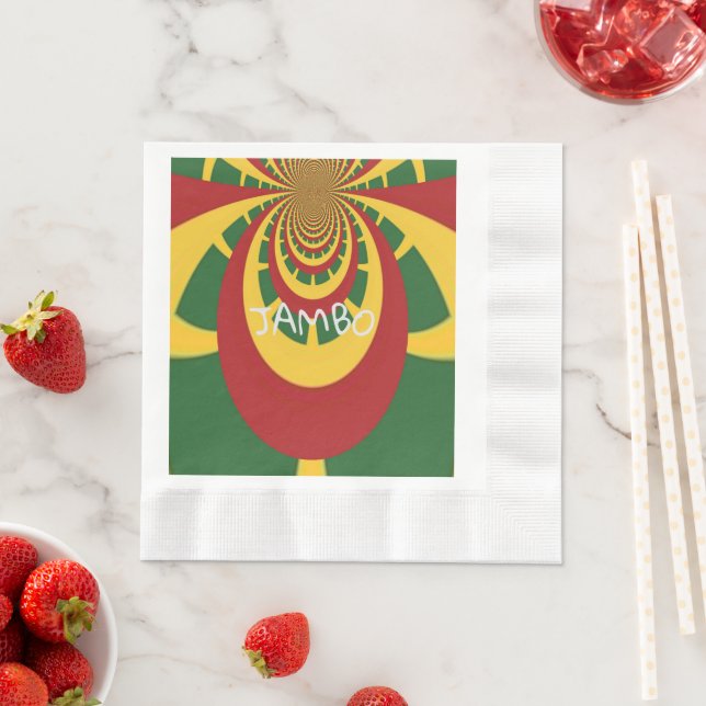 One Love Jambo Hakuna Matata Jamaica Rasta Colours Napkin (Insitu)