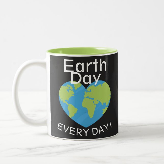 One Love One Earth, Earth Day, Save Our Planet Two-Tone Coffee Mug (Left)