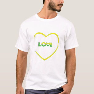 One Love One Heart Jamaican flag colours front-bac T-Shirt