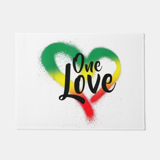 One Love One Heart Reggae Vibes Doormat (Front)
