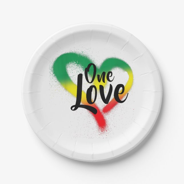 One Love One Heart Reggae Vibes Paper Plate (Front)