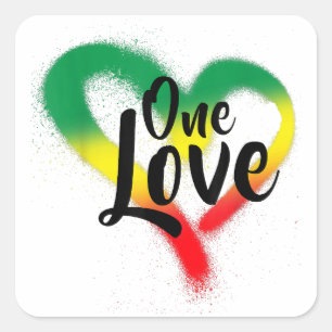 One Love One Heart Reggae Vibes Square Sticker