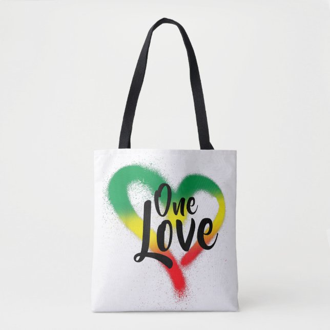 One Love One Heart Reggae Vibes Tote Bag (Front)