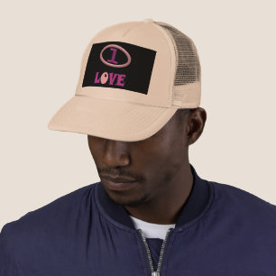 One love purple pink and black design trucker hat