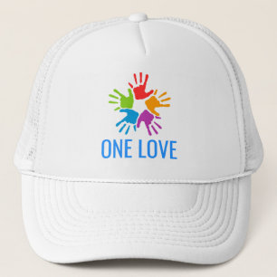 One Love Rainbow Hands Trucker Hat
