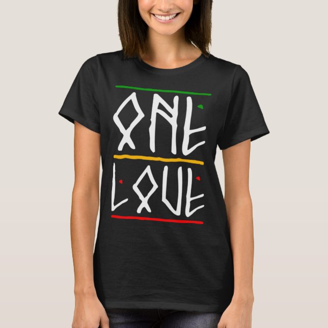 One Love Rasta Colours Reggae T-Shirt (Front)