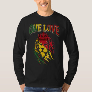 One Love Rasta Lion Jamaican Pride Reggae African T-Shirt