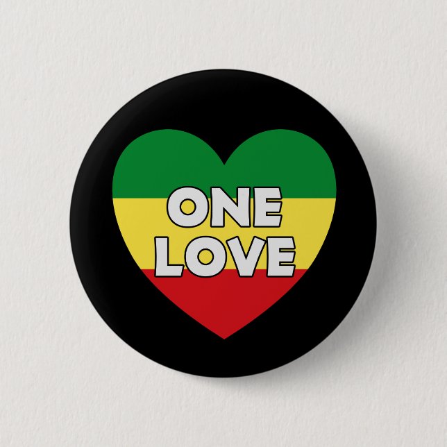 One Love Rasta Reggae 6 Cm Round Badge (Front)