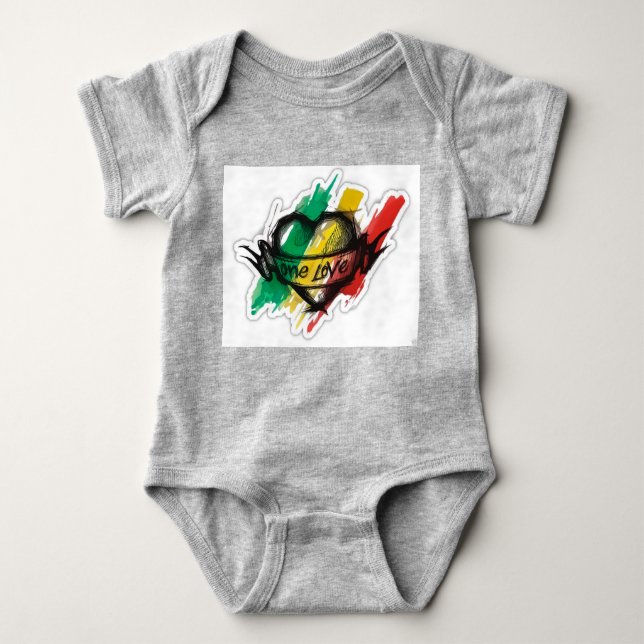 one love rasta reggae graffiti flag baby bodysuit (Front)