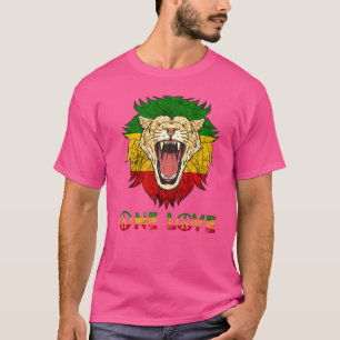 One Love Rasta Reggae Lion Of Judah Hippie Rastafa T-Shirt
