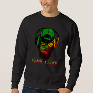 One Love Rasta Reggae Monkey Hippie Rastafarian Go Sweatshirt