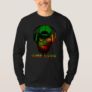 One Love Rasta Reggae Monkey Hippie Rastafarian Go T-Shirt