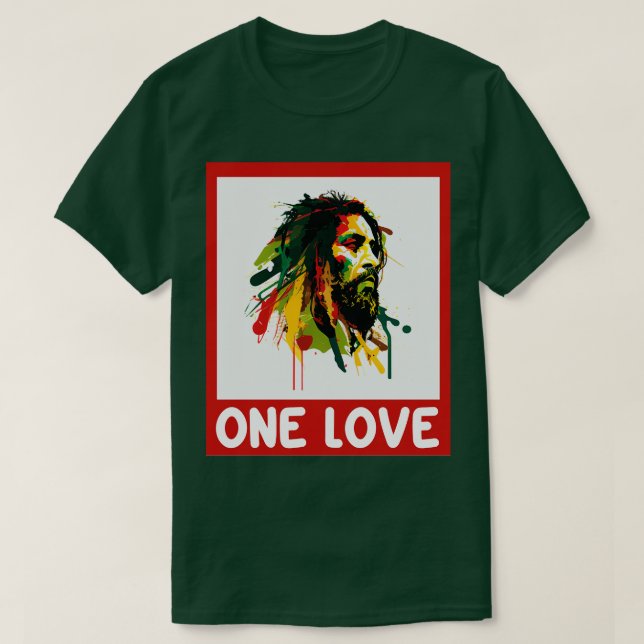 One Love Rastafari Rasta Reggae T-Shirt (Design Front)