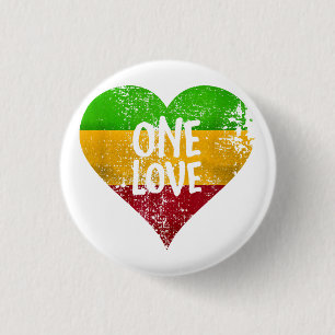 One Love Rastafari T-Shirt Jamaica Retro Vintage G 3 Cm Round Badge