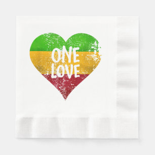 One Love Rastafari T-Shirt Jamaica Retro Vintage G Napkin