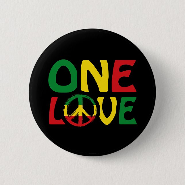 One Love, Reggae design 6 Cm Round Badge (Front)